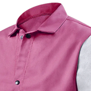 En color rosa, cuello vuelto, chaqueta de soldadura con manga de cuero transpirable, elegante chaqueta de soldadura de manga larga para hombres - Product Image 6