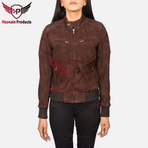 Custom Design Oversized Loose Bomber Suede <b>Leather</b> Jacket for Women Custom Design Suede <b>Leather</b> Jacket Oversized Bomber Jacket - Product Image 2