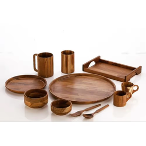 Ensemble d'assiettes à dîner en bois ensemble d'assiettes de cuisine personnalisées taille personnalisée pour cuisine et table à bas prix taille différente - Product Image 1