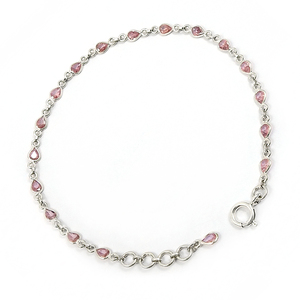 สร้อยข้อมือดีไซน์พิเศษพร้อมเพทายลูกบาศก์สีชมพูในลูกแพร์และทรงกลมสีเงินแท้925เครื่องประดับทำมือดูมีสไตล์ - Product Image 2