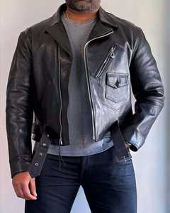 Veste en cuir vintage unisexe de haute qualité - Cuir véritable, style décontracté, prête pour l'hiver avec logo frontal 2025 - Product Image 4