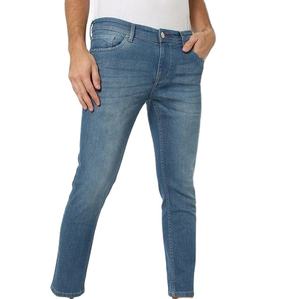 Pantalon en jean d'hiver respirant pour homme, taille mi-haute, couleur unie, jean droit avec broderie - Product Image 6