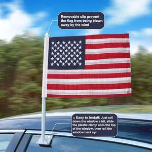 ธงชาติอเมริกาแบบปักลายดาว ขนาด 12x18 นิ้ว จำนวน 2 ชิ้น ผลิตจากไนลอนคุณภาพสูง พร้อมคลิปหนีบกระจกและวัสดุพลาสติก - Product Image 6