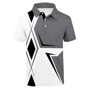 Polo de talla grande para hombre, Camiseta de punto a rayas de algodón liso de manga corta con logotipo personalizado Oem - Product Image 5