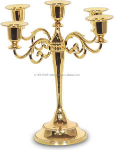 Candélabre en laiton de luxe pour la décoration de mariage et de fête en laiton bougeoirs à 3 bras candélabres centre de table - Product Image 4