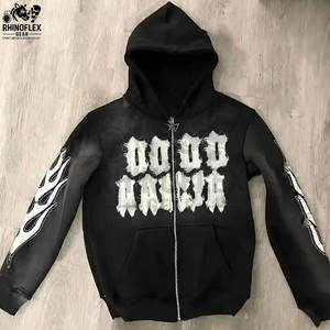 Sudaderas con capucha bordadas de alta calidad, precio barato básico, mezcla de algodón, ajuste holgado, ropa informal, sudaderas con capucha bordadas de angustia - Product Image 2