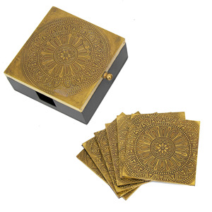 Elegante posavasos cuadrado de metal de latón, decoración de mesa de alta calidad, precio increíble, alfombrilla y almohadilla para bebidas - Product Image 1