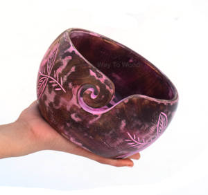 Bol de fil en bois fait main grand support de fil en bois de couleur antique durable avec conception lisse Crochet projets d'artisanat stockage de fil - Product Image 5