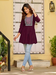 Heavy Rayon Club Fancy Western Short <b>Kurti</b> with Embroidery Patterns Collection - Product Image 6