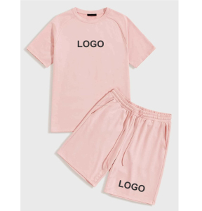 ผ้าฝ้ายคุณภาพสูง 100% สําหรับผู้ชายฤดูร้อน 2 ชิ้นชุดคู่สั้นฤดูร้อน - Product Image 1