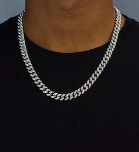 High Quality 925 Sterling <b>Silver</b> Gold Plated Zircon Iced <b>Cuban</b> <b>Link</b> Necklace for Celebrities Influencers-Gift Available Factory - Product Image 1