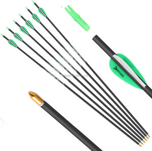 Frecce in Carbonio 100% da 31 Pollici, Diametro <span class=keywords><strong>6</strong></span>.2mm, Confezione da <span class=keywords><strong>6</strong></span> per Arco Compound e Arco Ricurvo, Spine 400, Frecce da Caccia a Prezzo di Fabbrica - Product Image 1
