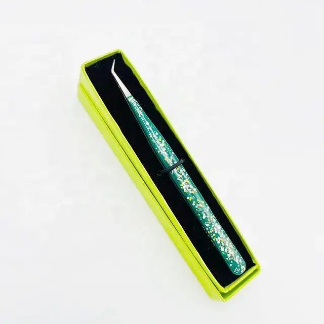 Gold Grip Eyelash Extension Tweezers In Plasma Green Color Japanese Stainless Steel Eyelash Tweezers