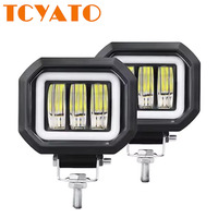 Feux de travail LED TCYATO, yeux d'ange bleus, DRL, feux antibrouillard tout-terrain, accessoires de voiture, phares LED pour voitures, ampoules LED pour voitures