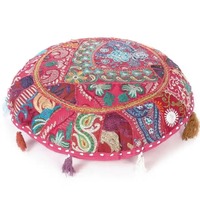 Lot en gros de housses de pouf de sol indiennes en patchwork, housse de coussin de yoga ottoman rond, housses de coussins de sol décoratifs ethniques