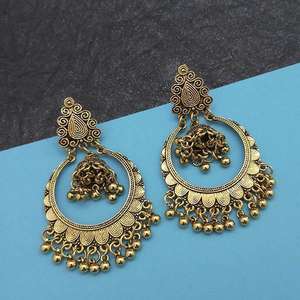 Jeweljunk Gold Plated Jhumki <b>Fine</b> Cuff <b>Earrings</b> 1314836 Model - Product Image 1
