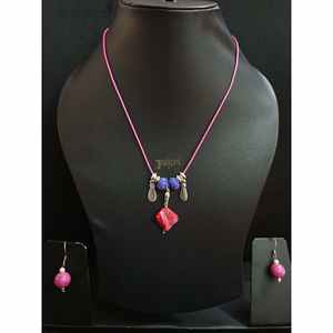 Collar de estilo bohemio chapado en oro de 24K con pendientes, cuentas de circón rosa, Material de cobre, joyería de piedra principal - Product Image 1