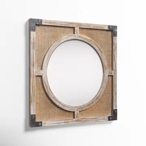 Espejo redondo moderno de lujo de Azora Industries, espejo cosmético de pared con marco de madera hecho a mano para decoración de hogar y Hotel - Product Image 2