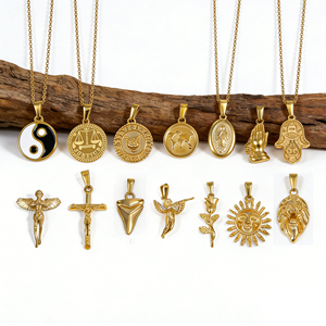 Ciondolo da uomo in acciaio inossidabile color oro con croce, angelo, bussola, San Cristoforo, impermeabile, gioielli streetwear, anti-ossidazione, regalo maschile - Product Image 6