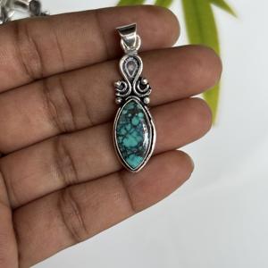 Latest Natural Arizona <b>Turquoise</b> Pendant 925 Sterling Silver <b>Necklace</b> for Women Boho Statement Pendant Jewelry - Product Image 3