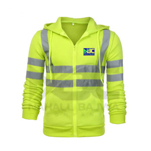 Sweat-shirt à capuche en coton pour hommes, avec fermeture éclair, réflecteur haute visibilité, sécurité, travail d'hiver, pour la construction routière - Product Image 2