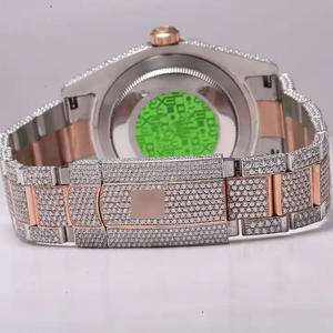 Hip Hop Bussdown Dial Men and Women Luxury Iced Out <b>Watch</b> Hand Made Setting VVS Lab Diamond Two Tone Rose Gold Luxury <b>Watch</b> - Product Image 2