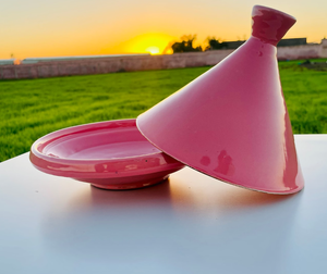 Pot à tajine en céramique classique émaillée rose casseroles marocaines sans plomb faites à la main batteries de cuisine - Product Image 5