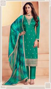 Elegante hilo de seda bordado Salwar Kameez trajes intrincados detalles sin arrugas que absorbe la humedad para ropa de fiesta al por mayor - Product Image 3