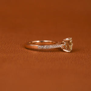 Luxueux 10KT plaqué or pavé réglage coussin coupe côté jaune laboratoire créé diamant bague de fiançailles IGI Style classique filles cadeau - Product Image 5