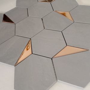 RoseQuartz Hive 73mm Hexa Cerámica Cuerpo completo Azulejos de pared de mosaico vitrificado Mate para paredes de baño y áreas de ducha Recepción del vestíbulo - Product Image 3