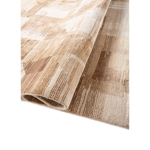 Tapis en laine et soie de bambou noué à la main Kavi Ivory, collection Afterglow - Motif géométrique pour usage domestique Eskm-12 - Product Image 2