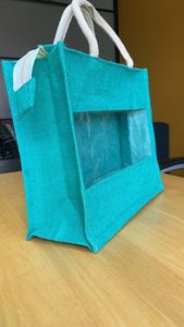 Cosmetic Shopping Handbag Customized Welcome Wedding Guests with Smooth Zipper Closure Laminated <b>Jute</b> <b>Bag</b> for <b>Gifts</b> - Product Image 4