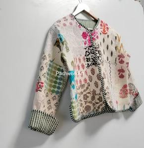 High Quality Handmade Cotton Reversible Winter <b>Jacket</b> Women Multi- Patch Unique Design Printed Quilted Pockets Exported - Product Image 4