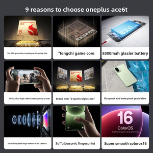 OnePlus Ace 6T Octa Core Snapdragon 8 Ultra Taux de rafraîchissement ultra-élevé IA 100W 6,8" AMOLED 165Hz CDMA Appareil photo 50MP Android 5G Téléphone de jeu - Product Image 2
