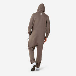 80% coton 20% Polyester dos brossé coton à l'intérieur deux voies YKK qualité fermeture éclair Taupe unisexe Original Onesie - Product Image 4