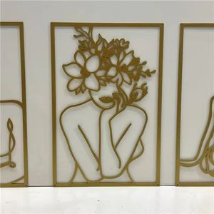 Métal Femme Visage Forme Mur Art Décor Minimaliste Corps Féminin Fil Art Décor Abstrait Tenture Murale - Product Image 1
