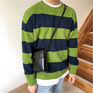 Suéter de Invierno para Hombre, Estilo Retro, Cuello Redondo, Logotipo Frontal, Tejido Cómodo de Poliéster/Algodón - Product Image 3