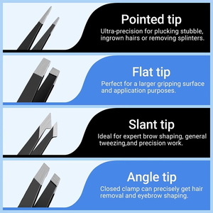 Aciers inoxydables allemands enduits de papier noir Kits de pinces à épiler manucure 8 pièces Kit de pinces à épiler de beauté professionnelle emballage personnalisé - Product Image 3