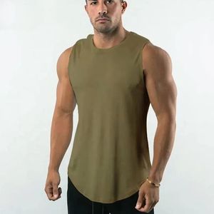 Débardeurs pour hommes en coton de haute qualité, logo personnalisé imprimé, veste de sport de fitness, respirant, uni, extensible, pour broderie décontractée - Product Image 2