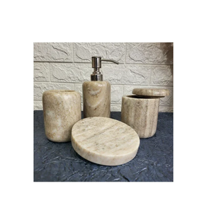 Lot de 4 accessoires de salle de bain en marbre et en métal de qualité supérieure, parfaits pour une organisation et une décoration élégantes. - Product Image 6