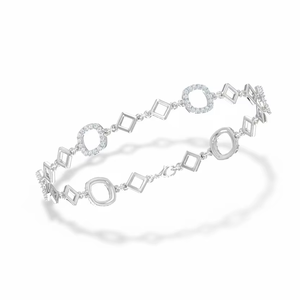 Elegant 14K Gold Rhodium Plated 96-Diamond Round Brilliant Cut Natural Diamond <b>Bracelet</b> & Bangle for Women - Product Image 1