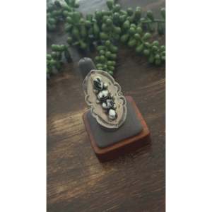 Navajo Crafted <b>Adjustable</b> Sterling Silver <b>Ring</b> with White Buffalo & Natural Stone Bezel Set Everyday Wear - Product Image 3
