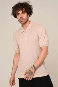 Hombres de alta calidad 100% algodón de manga corta para camisa Polo en relieve de punto acanalado Top solapa verano estilo Casual suéteres de punto - Product Image 2