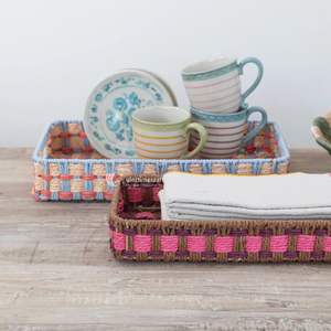 Wicker Handcrafted Straw <b>Rope</b> Trays and <b>Baskets</b>, Wicker Home Decor Vietnam Handicraft Wholesale - Product Image 2