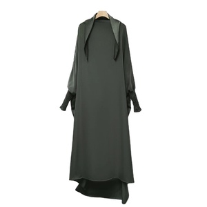ใหม่ในผู้หญิงชุดElegantมุสลิมAbayaอิสลามStand Up Collarแขนยาวขนาดใหญ่Swing Kaftan Robeกระโปรง - Product Image 1