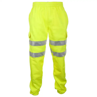 Pantalones de trabajo de cintura elástica reflectantes amarillos, pantalones industriales de seguridad de alta visibilidad ligeros para construcción de carreteras
