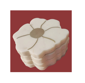 Posavasos de mármol de tendencia forma redonda con diseño de hoja de latón para el hogar y la cocina posavasos para beber de buena calidad más vendidos - Product Image 5