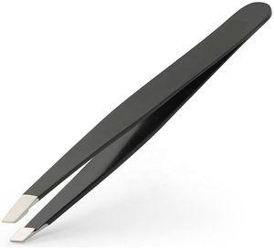 Pinzas para cejas inclinadas de acero inoxidable con logotipo personalizado de primera calidad, herramienta de maquillaje para depilación reutilizable ligera, excelente servicio OEM - Product Image 1