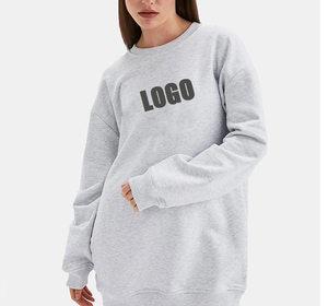 Sudadera Personalizada con Bordado y Estampado, de Invierno, Hombros Caídos, Lisa, Gruesa, de Poliéster/Algodón, Felpa, para Mujer, Talla Grande - Product Image 3