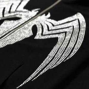 Sudadera con capucha Unisex, de algodón orgánico, con logotipo personalizado, transpirable, liso, de gran tamaño, cremallera completa, con diamantes de imitación - Product Image 4